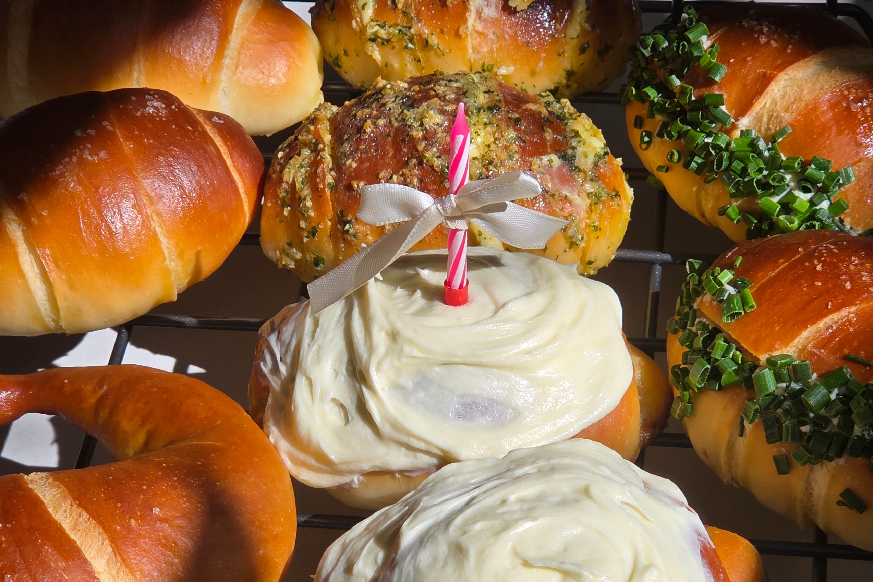 Collection of freshly baked salt breads